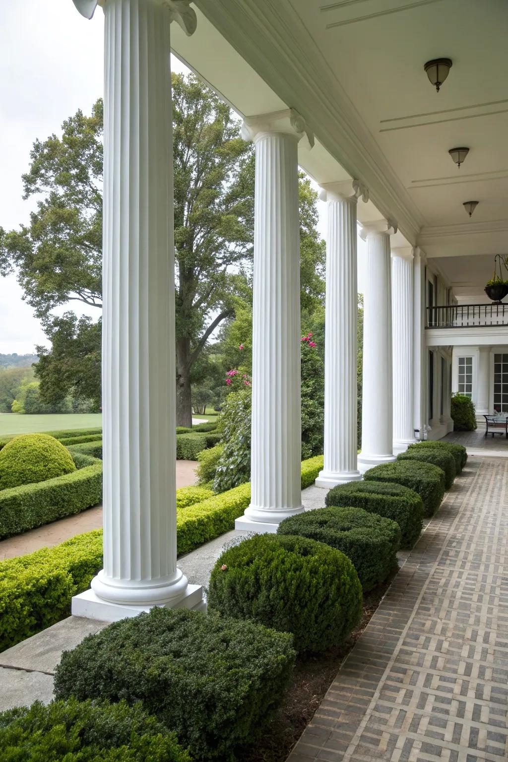 Classic pillars provide timeless beauty.