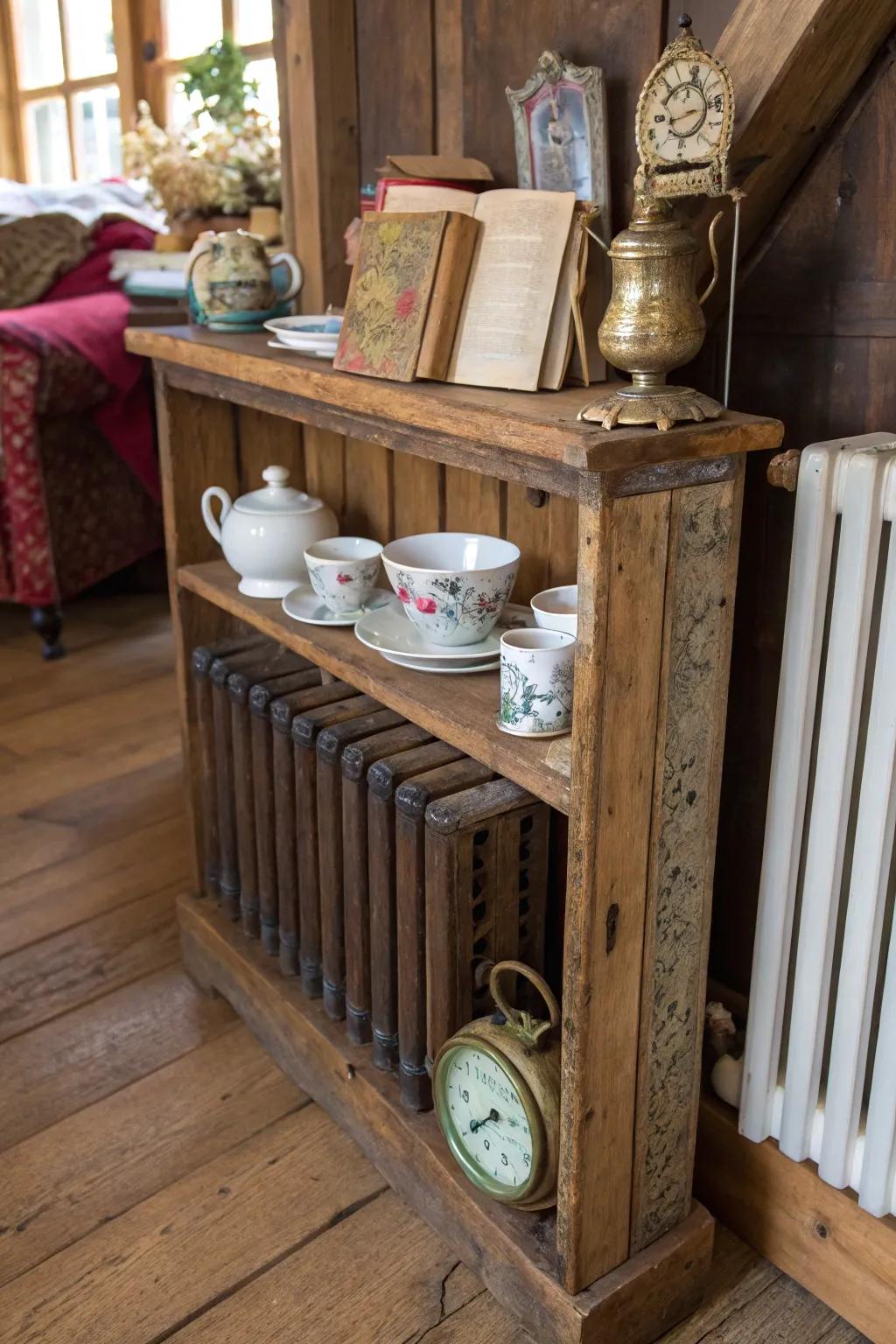 Bring a piece of the countryside into your home with a rustic radiator shelf.