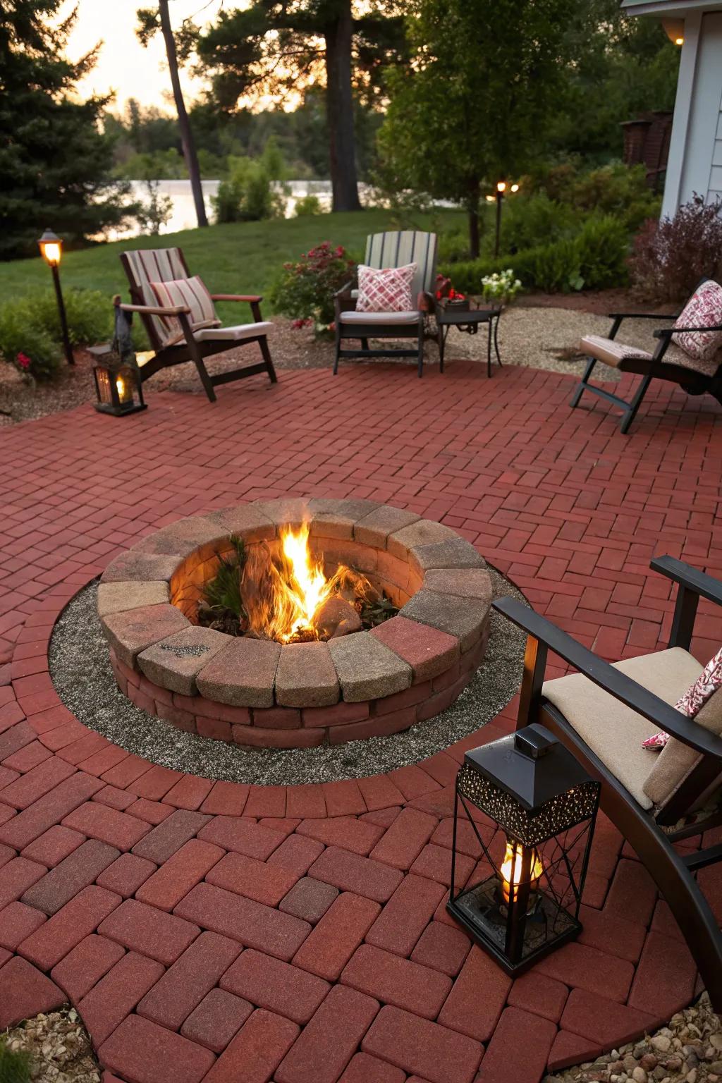 A fire pit incorporates warmth and a focal point to your patio.