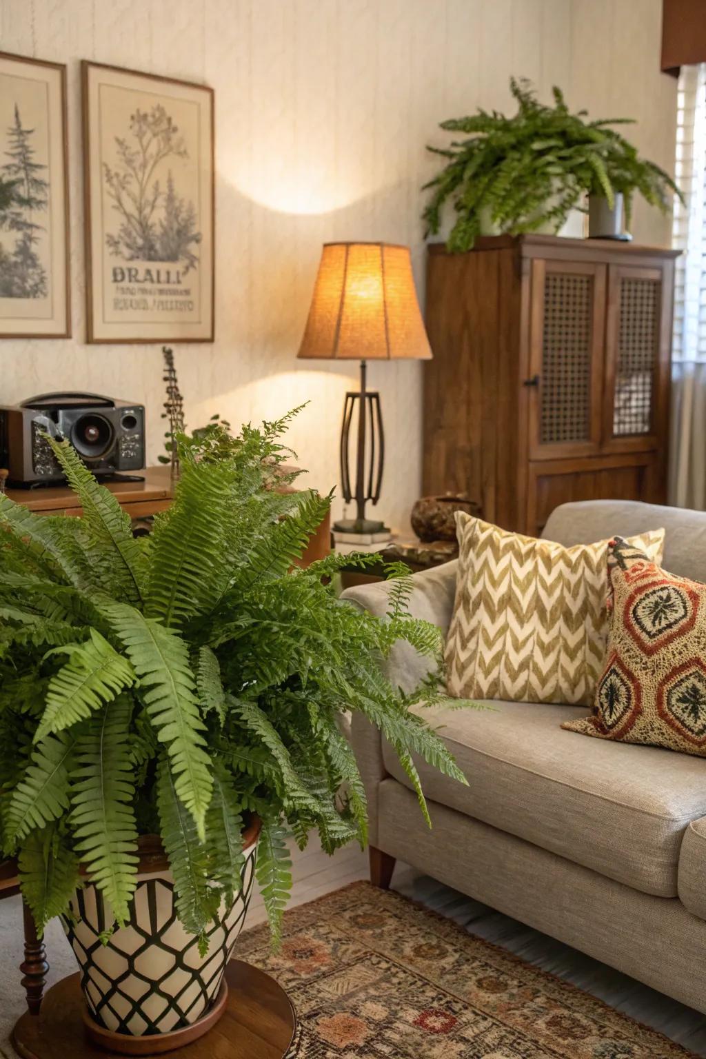 Domesticated greeneries animate retro ornamentation.