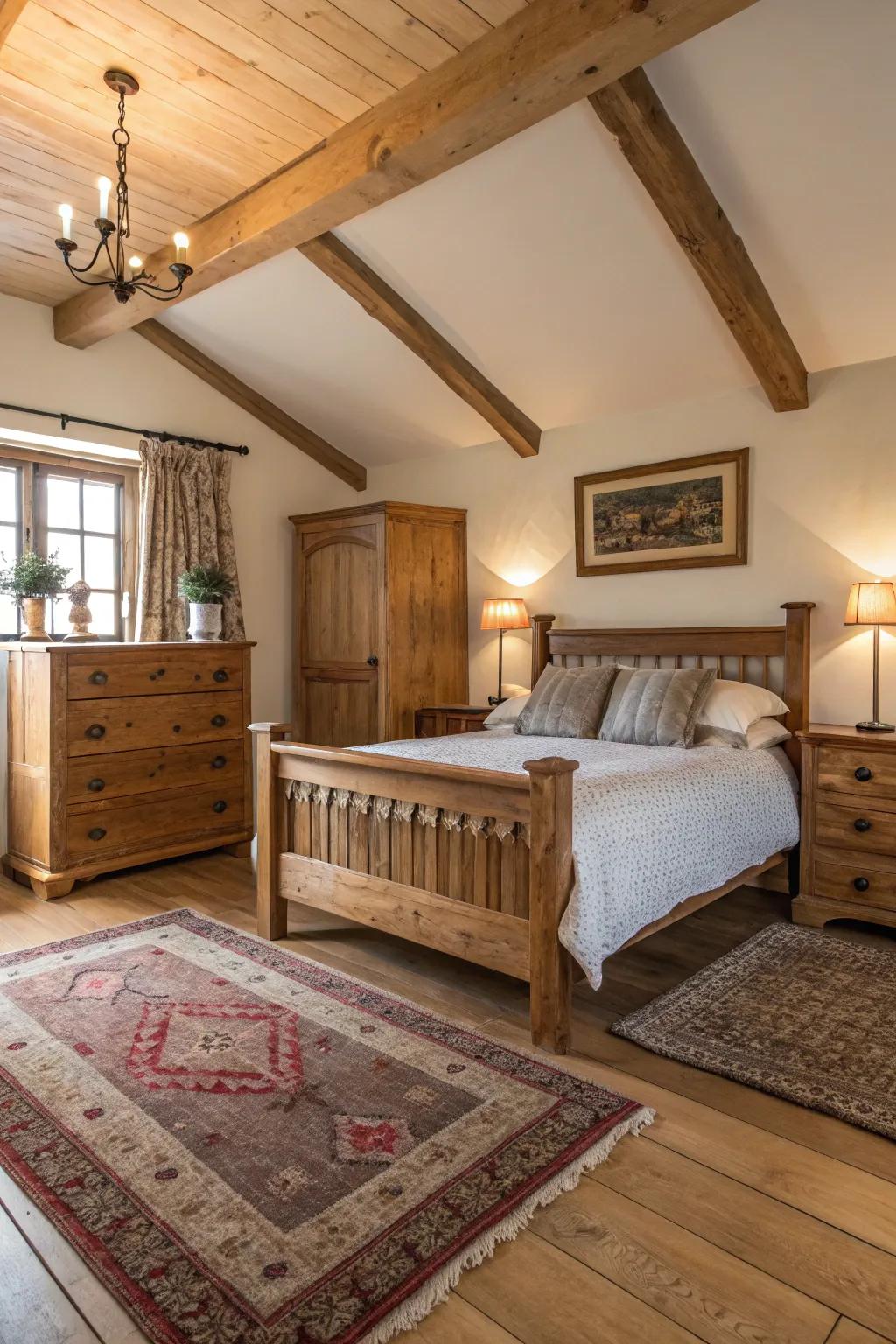 Timeless charm and warmth are added through rustic decor.