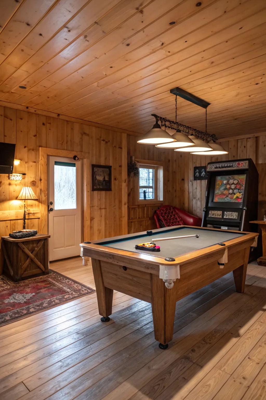 A masculine retreat amusement sector showcasing a billiard table at its core.