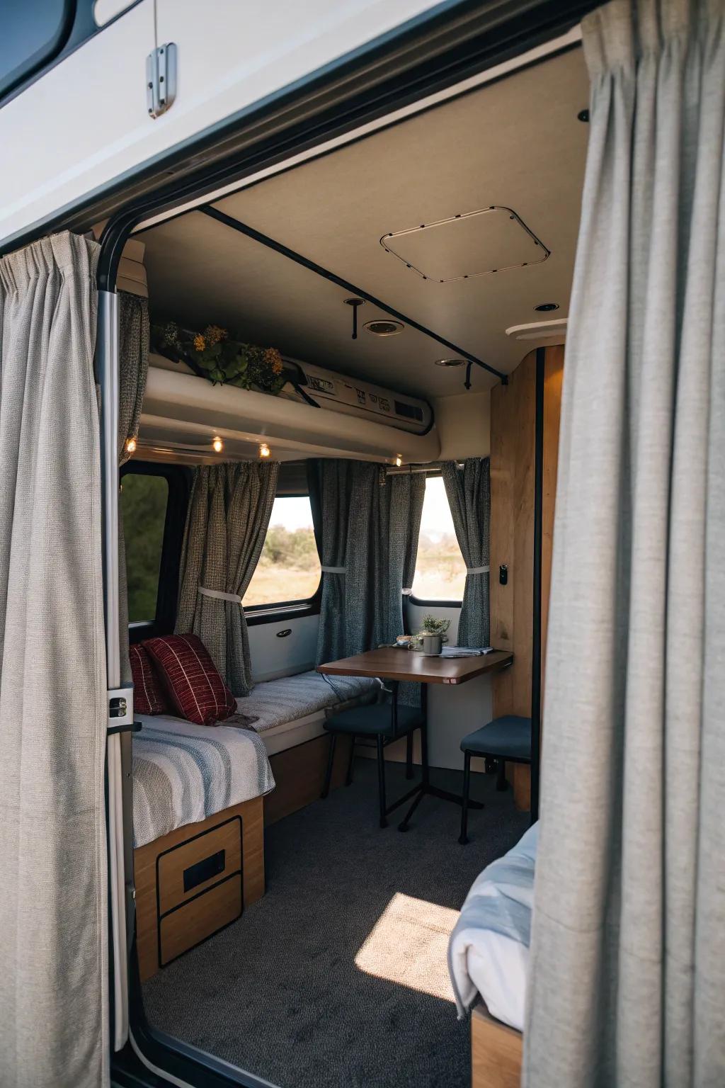Design private corners with dual-function curtains.