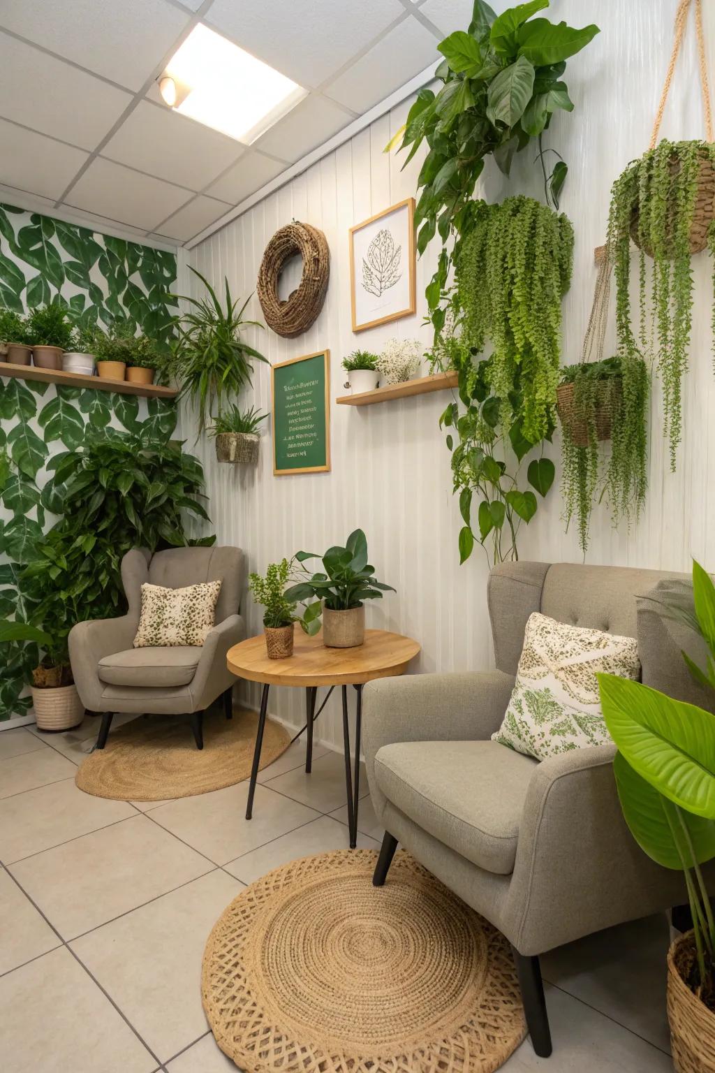 Environmentally friendly details bring tranquility and freshness to the setting.