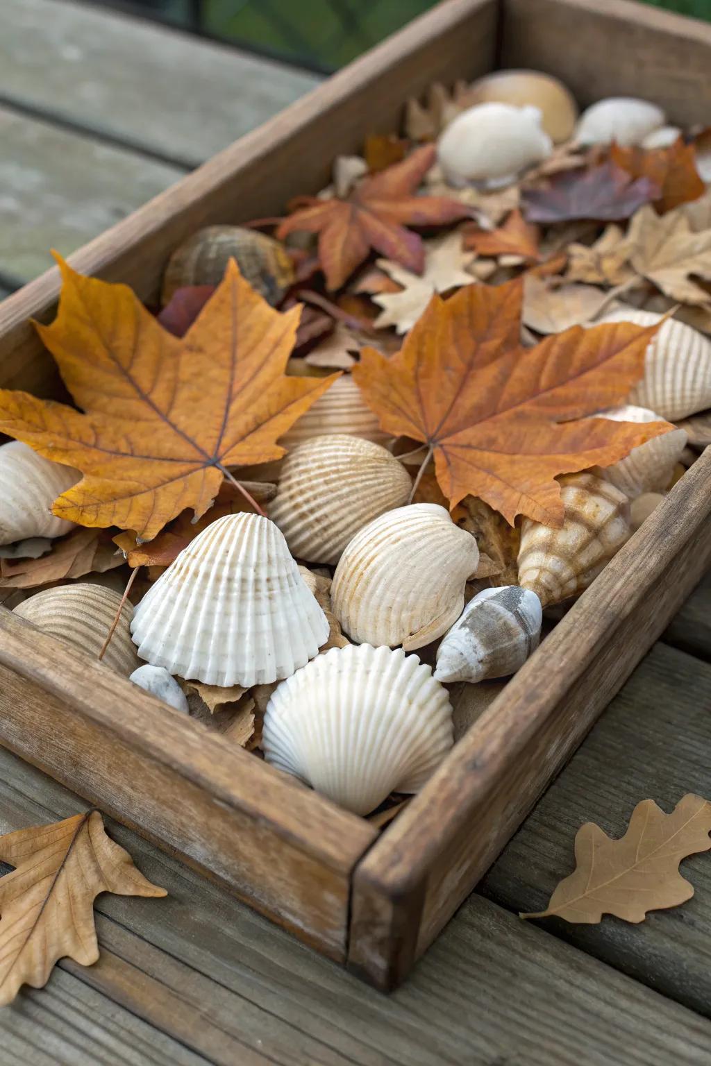 Seashells matched with seasonal components engender a spirited display.