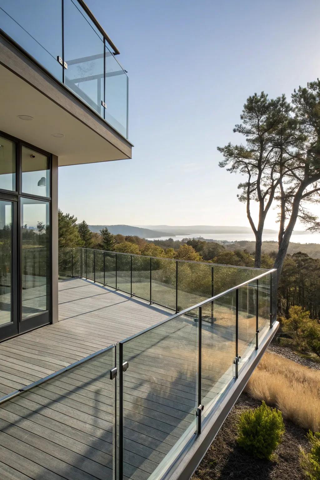 Glass guardrails providing security while preserving unobstructed views.
