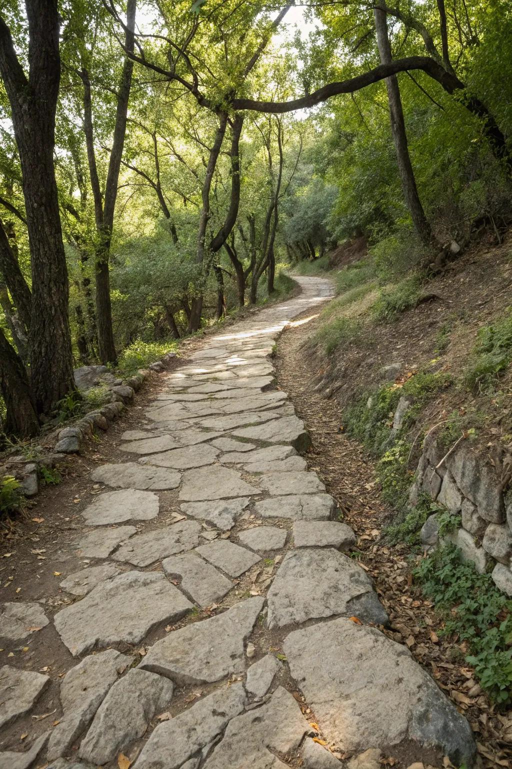 Uneven stones fashion an earthy and natural route.