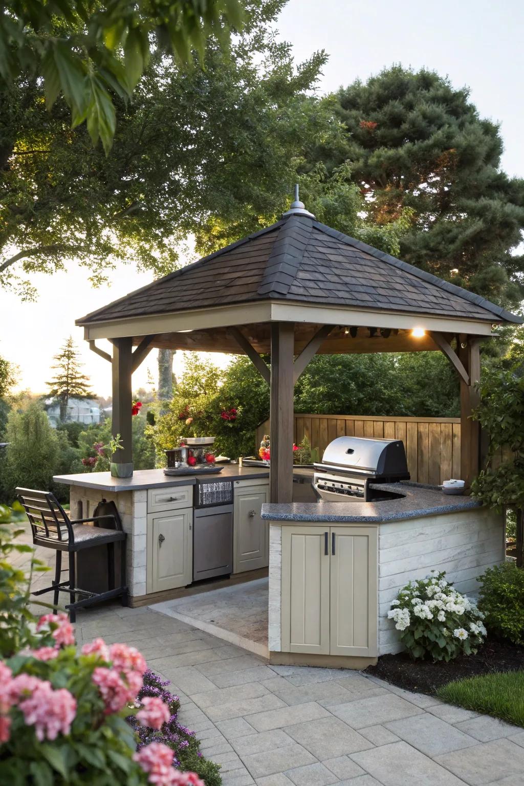 Enhance your shelter with a practical exterior cooking zone.