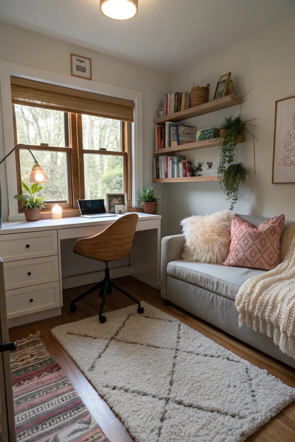 Comfortable fabrics make the area inviting.