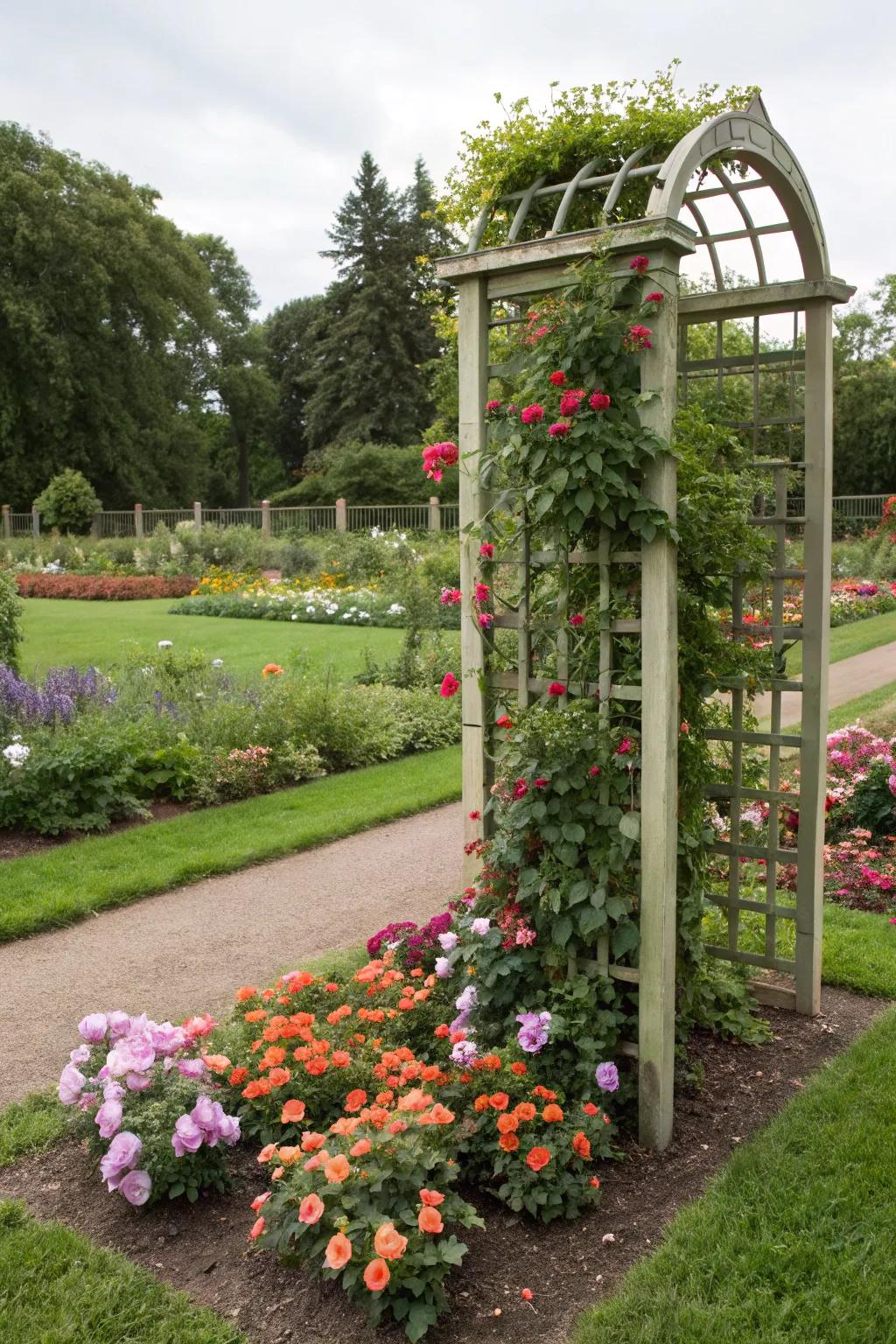 A framework adds height and beauty, perfect for climbing plants.