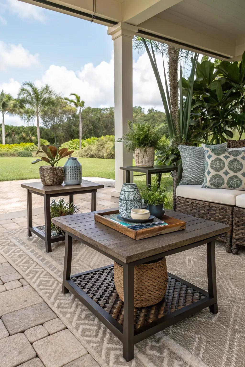 Small tables add convenience and charm to your lanai setup.