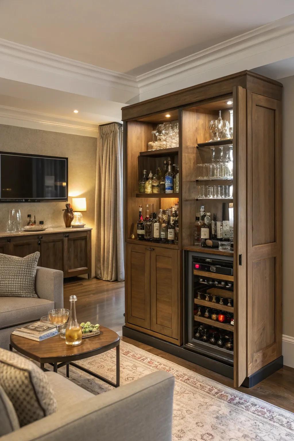 Maintain a minimalist look with a hidden bar.
