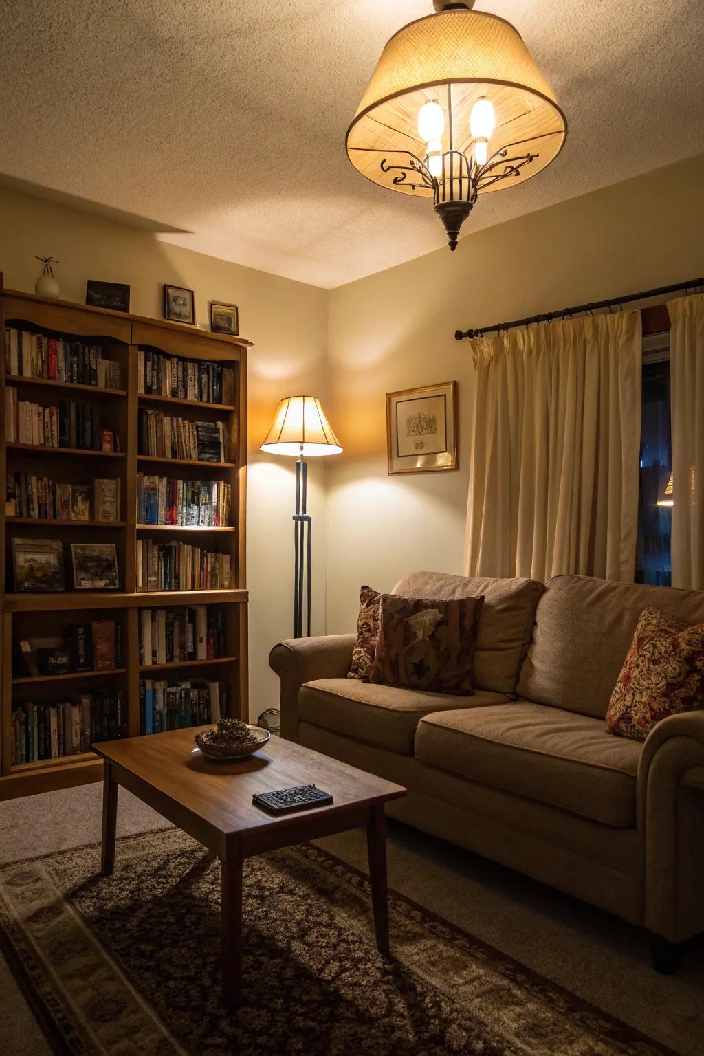 Layered illumination to enhance atmosphere and warmth.