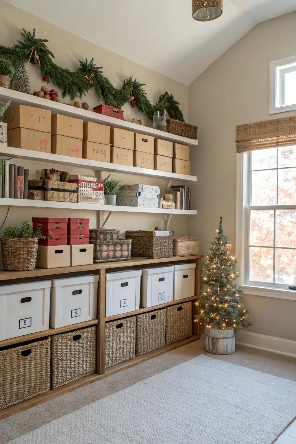 Elevated areas keeps items tucked away neatly.