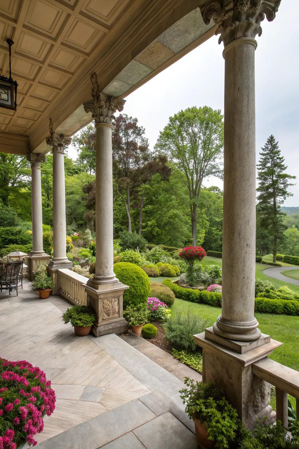 Rock supports add impressiveness and timeless charm.