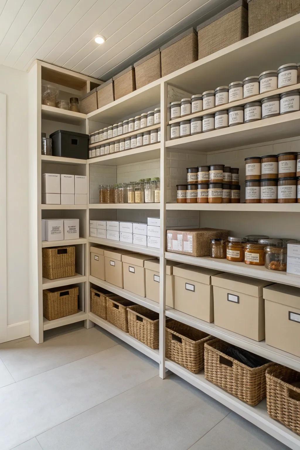 Optimize space in unused areas with corner shelves.