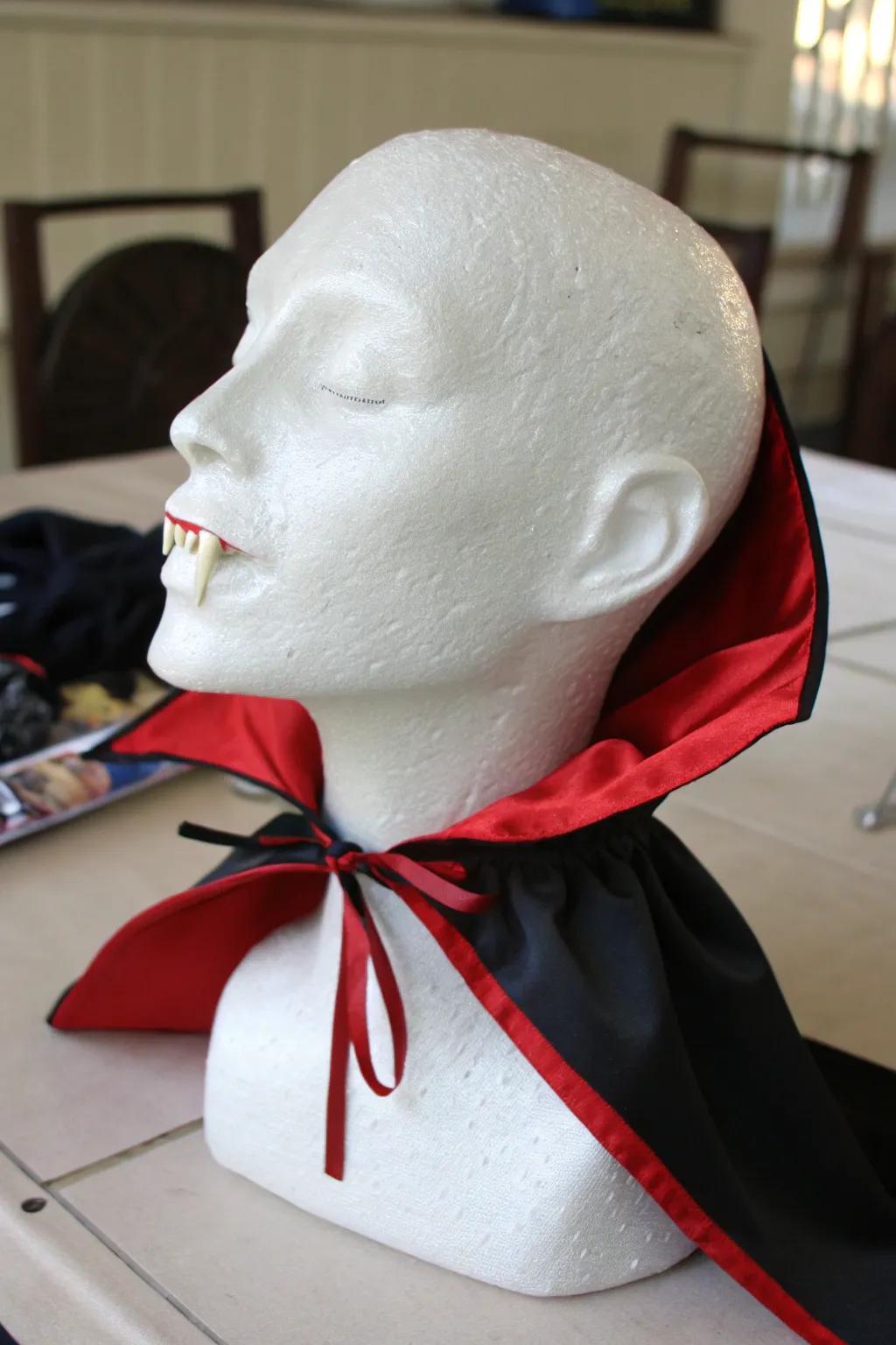 A glamorous vampire head primed to enchant your visitors.