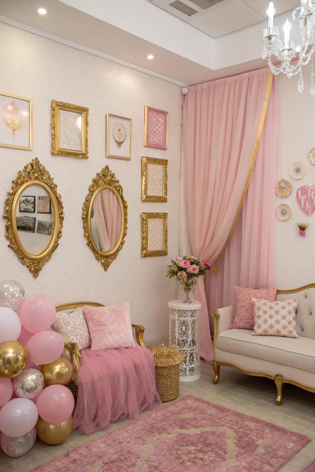 A unified color palette seamlessly blends the room’s decorations.