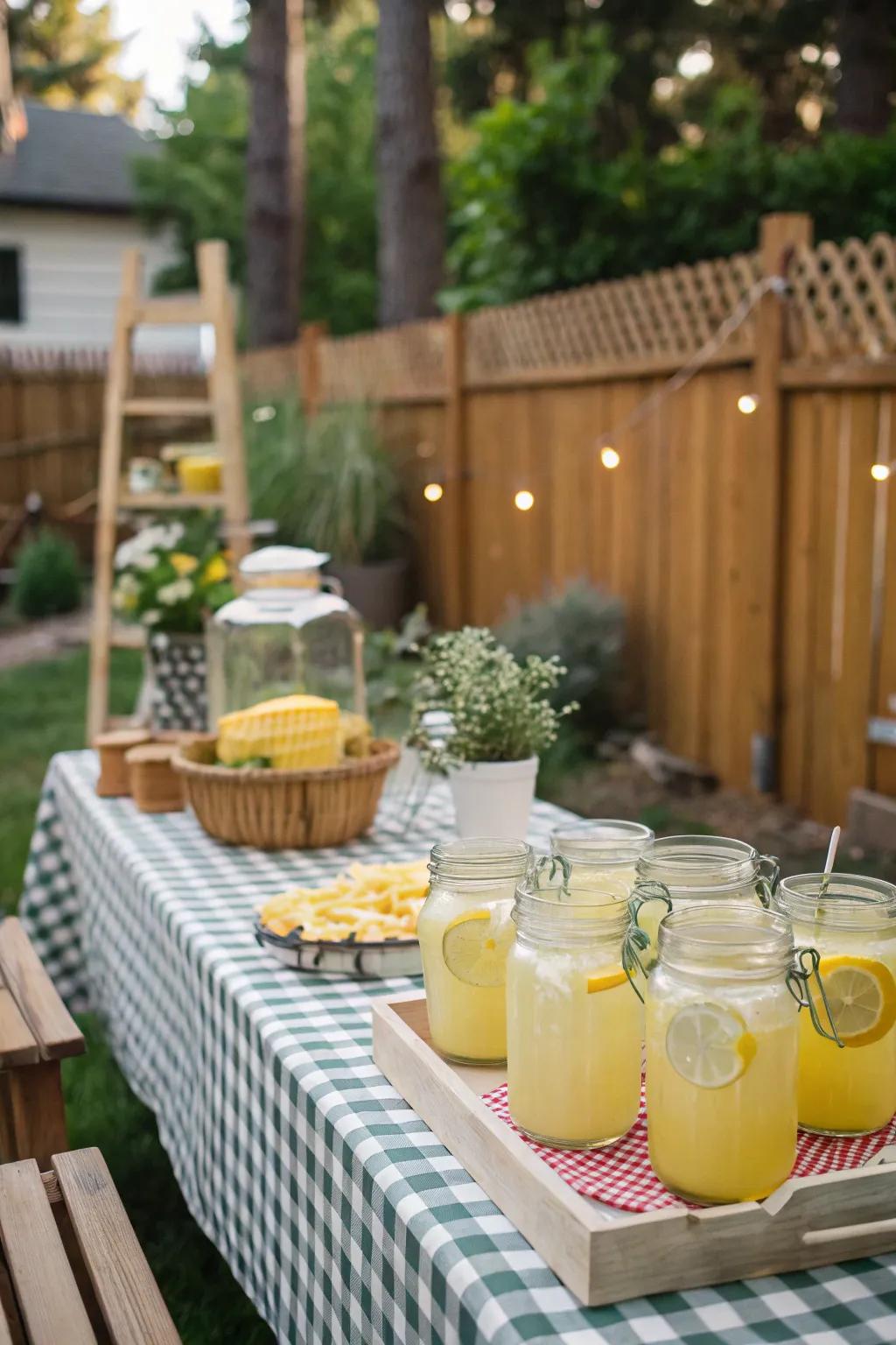 Country jars bring a rustic and appealing touch to drink presentations.