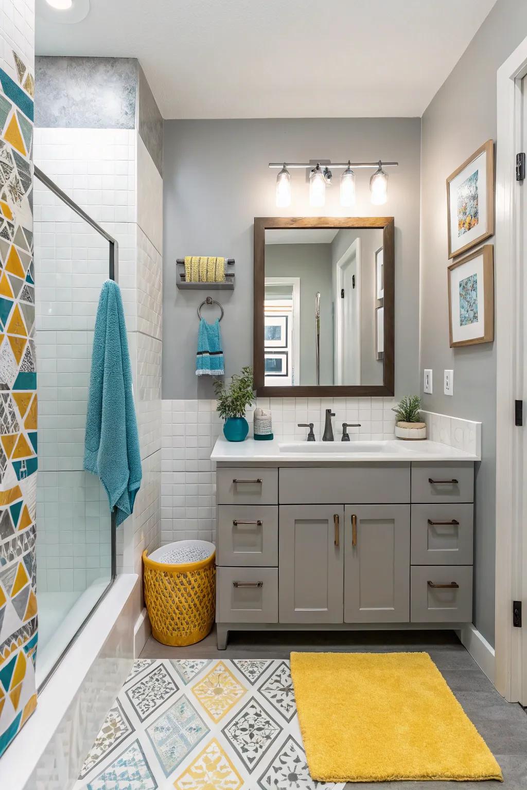 A neutral base with colorful accents creates a balanced and adaptable space.