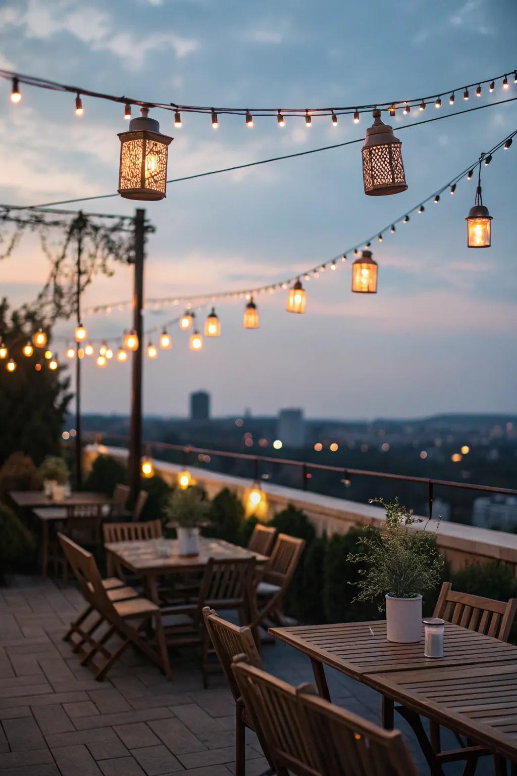 Imaginative illumination infuses an enthralling ambiance to terraces.