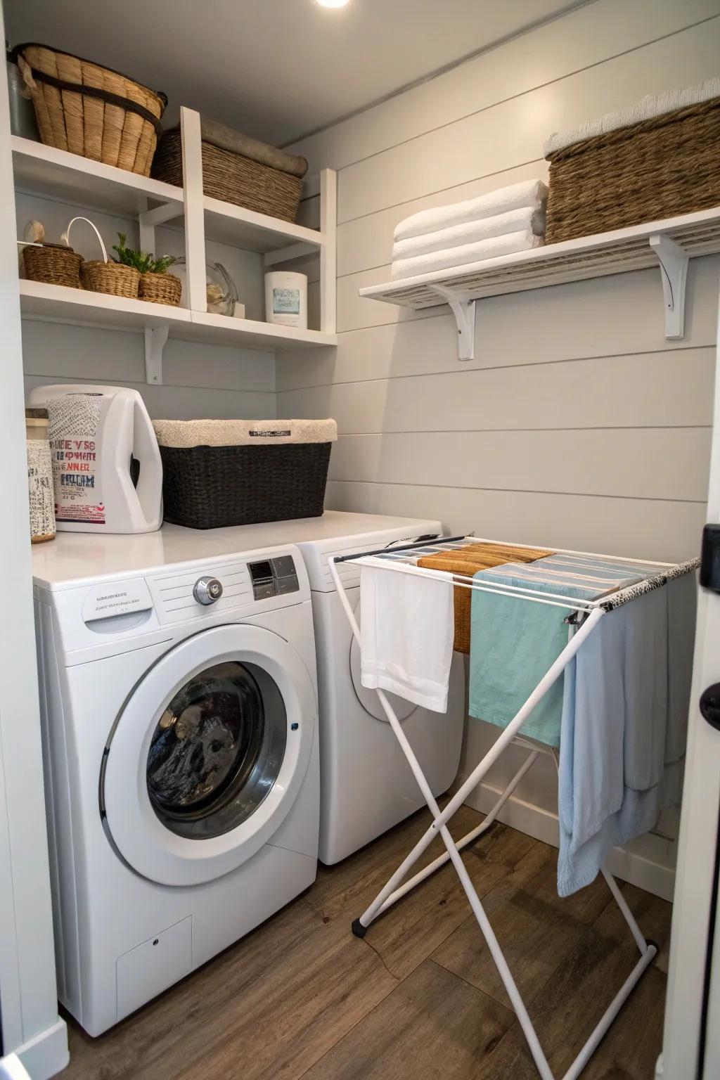 Space-saving laundry solutions in a tiny house