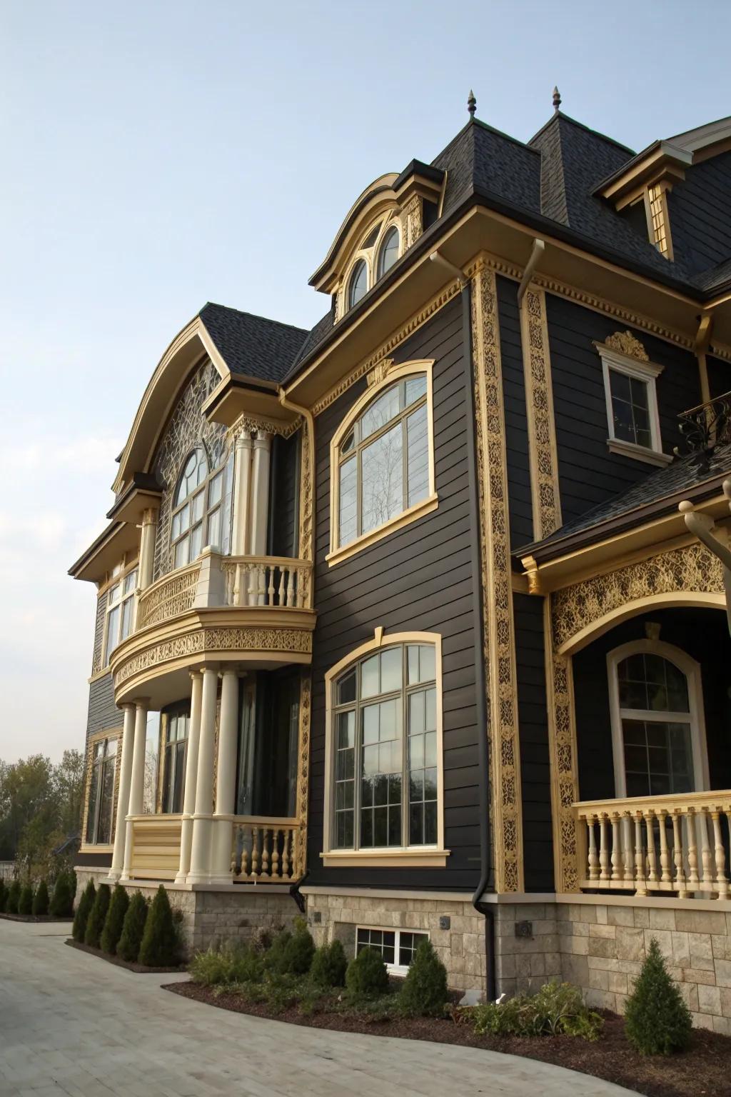 Black and gold siding radiates luxury and elegance.