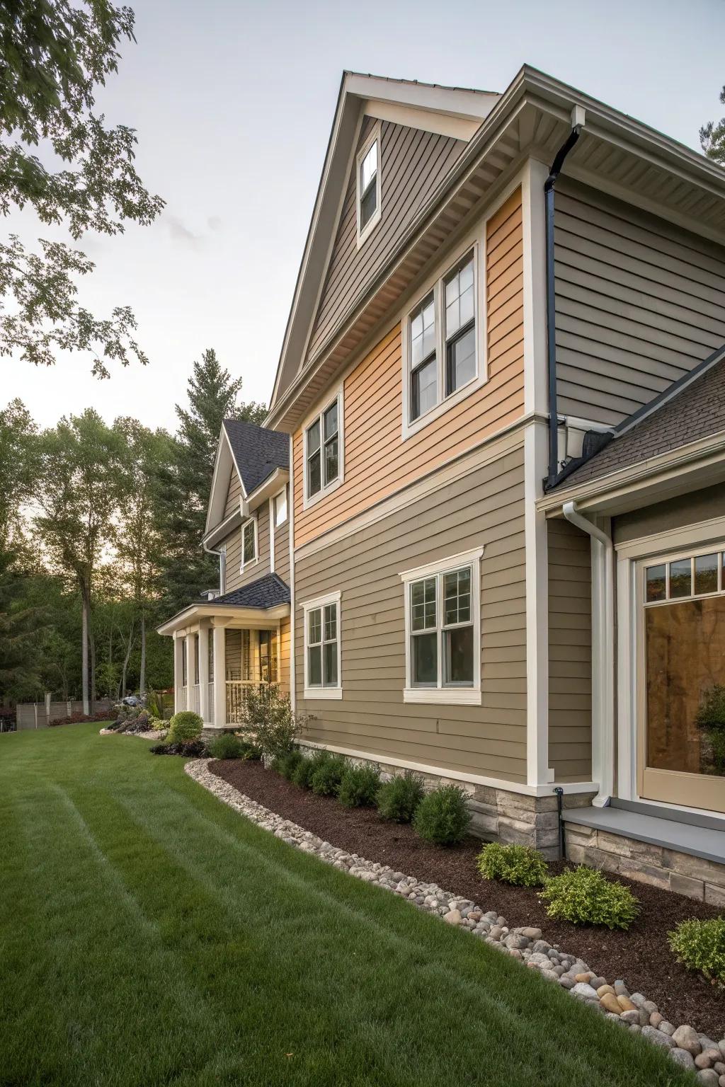 A home showcasing a mix of vertical and horizontal cladding layouts.
