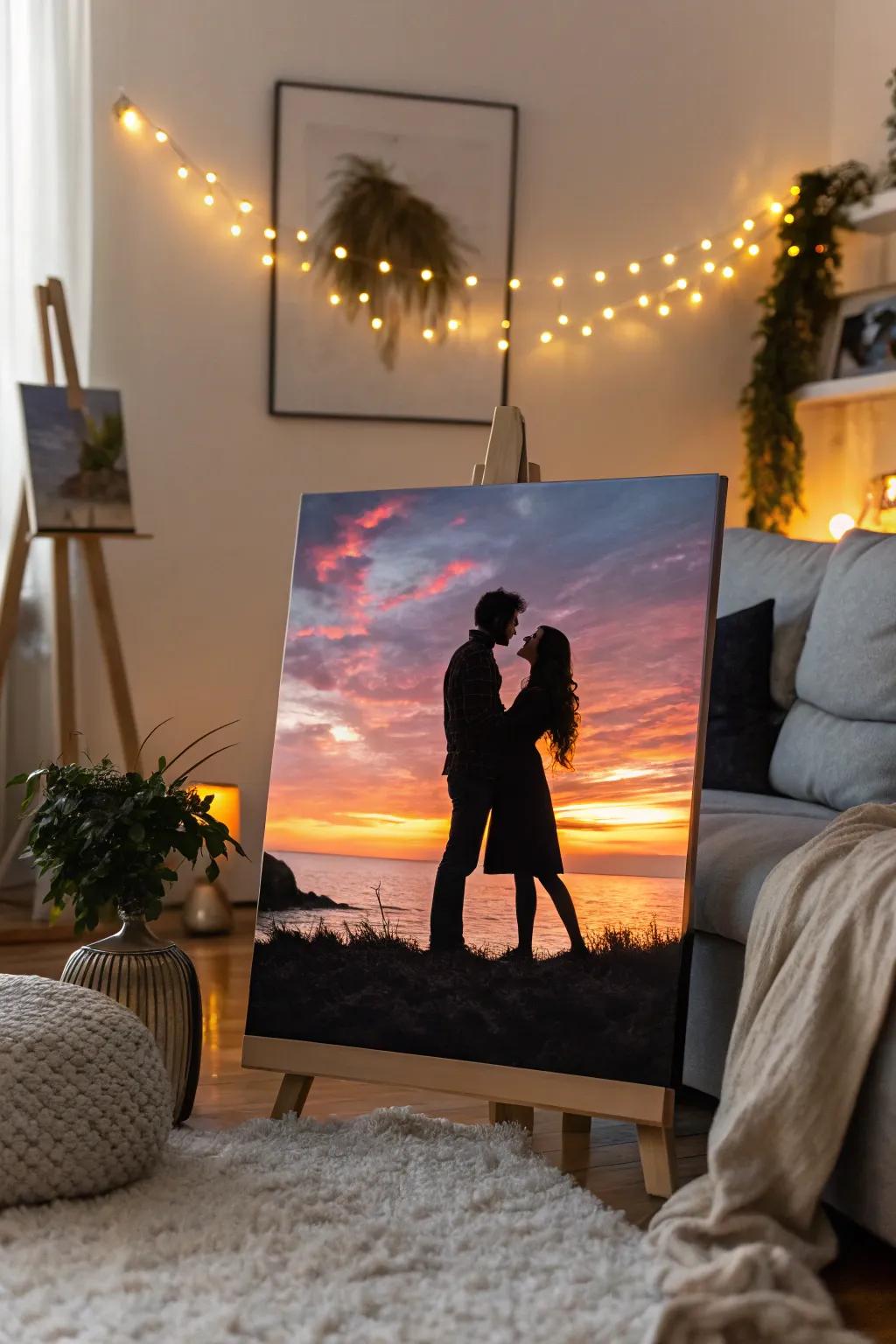 Silhouettes against a sunset conjure a romantic atmosphere.