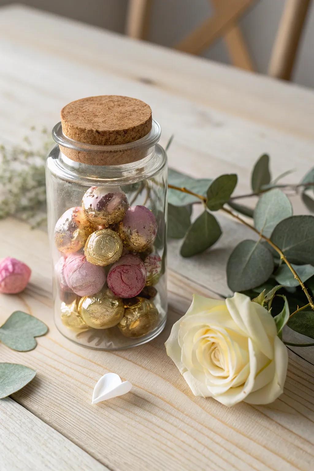 Discover the joy of giving with a handcrafted jar of sweet surprises. Perfect for a minimalist Valentine's Day gesture!