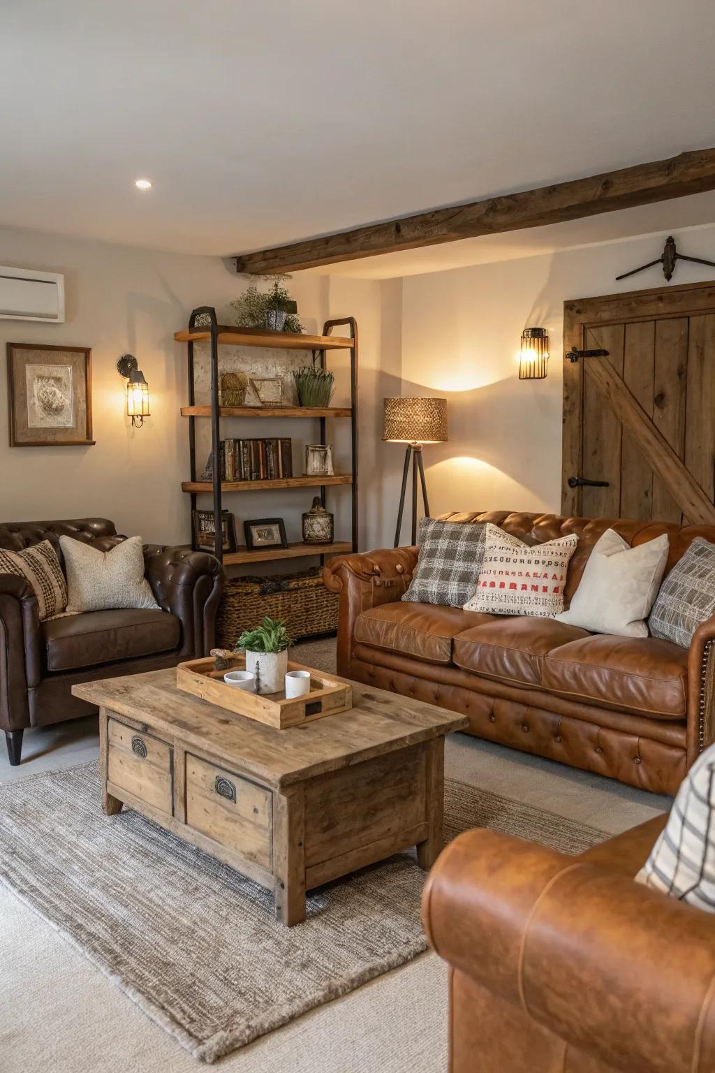 A balanced integration of old and new pieces in a living space.