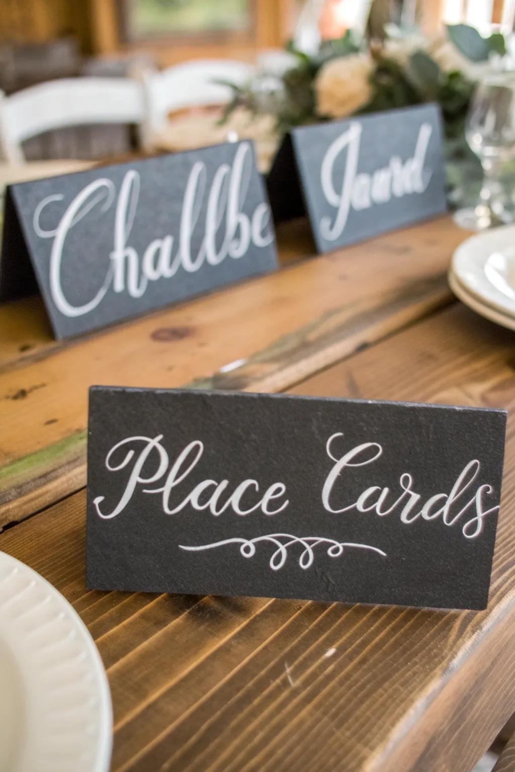 Slate marker tablets for a country and reusable wedding token