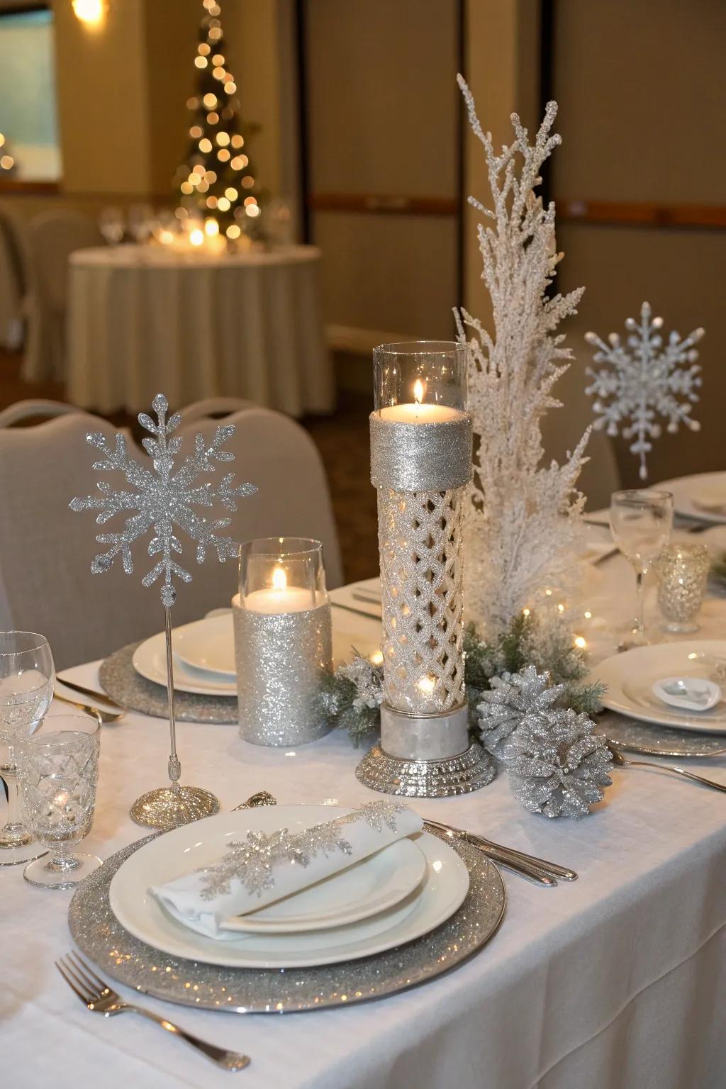 Refined table settings enhance a festive winter feasting experience.