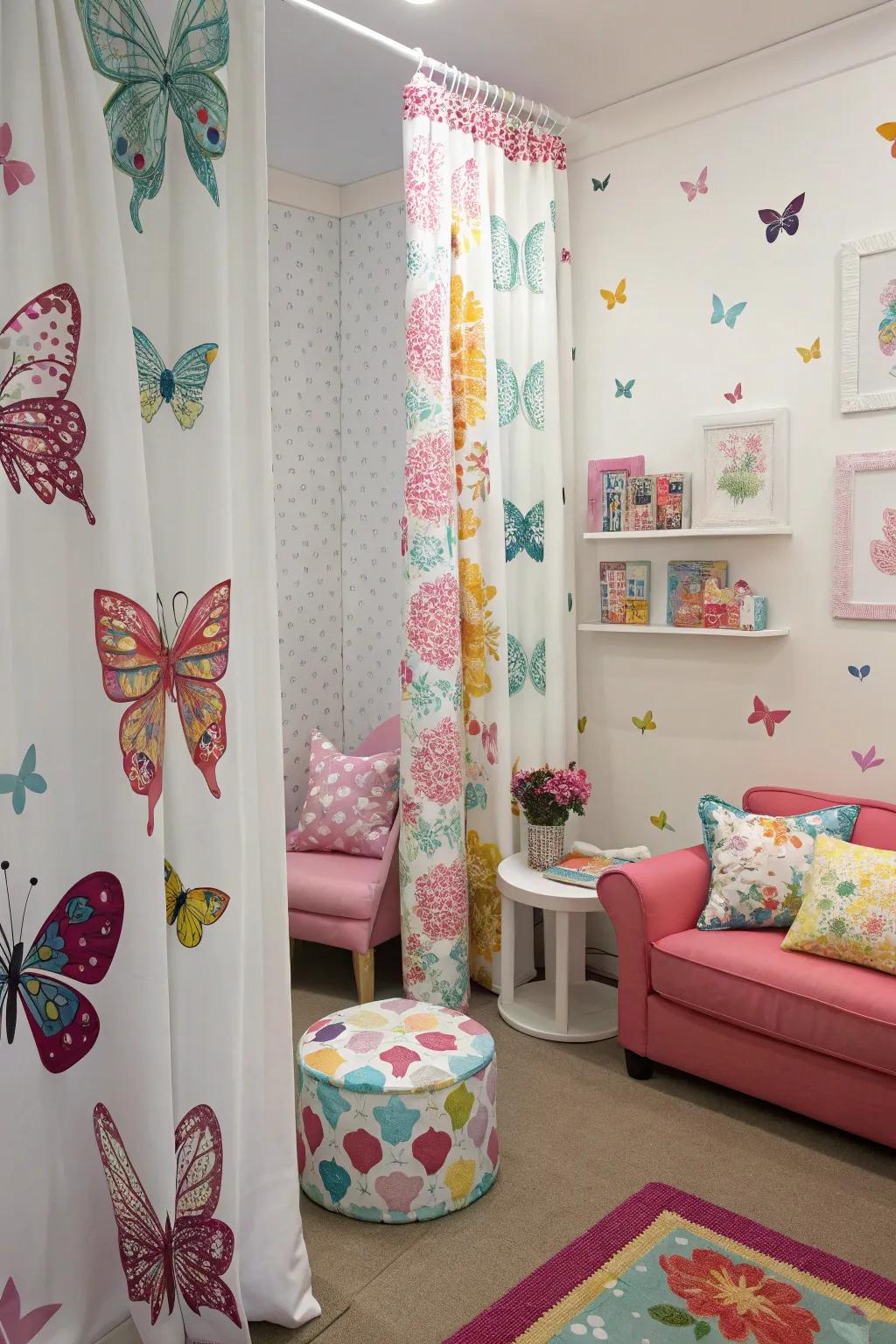 Butterfly motifs add a whimsical touch to Y2K decor.
