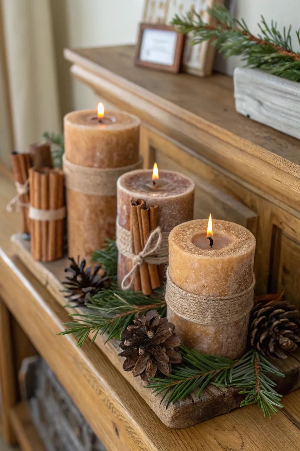 Flame lights bring Yule's warmth to any home.