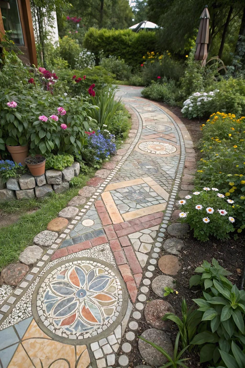 A vivid mosaic walkway that delights and inspires.