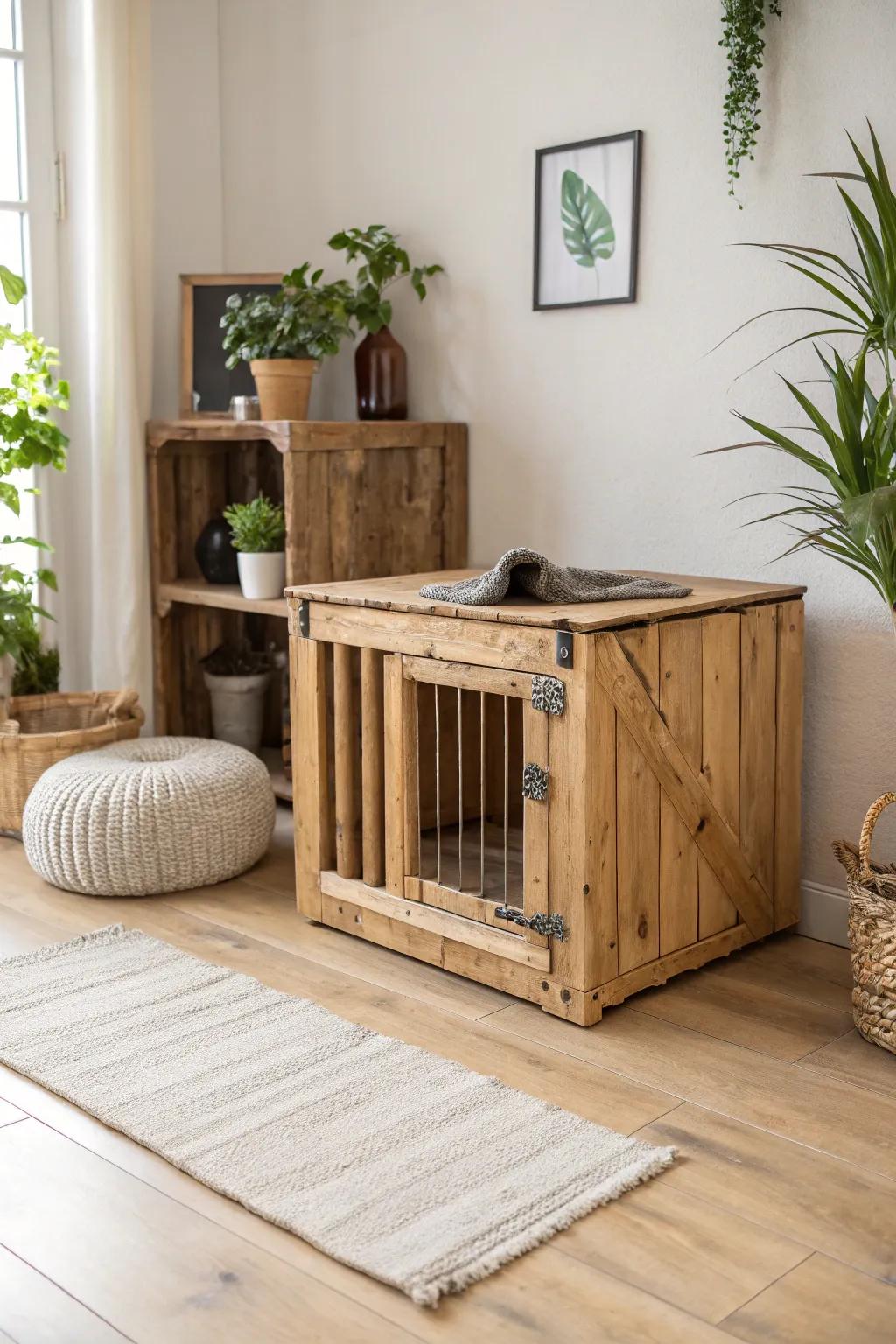 Wood and bamboo crates offer a touch of organic sophistication.
