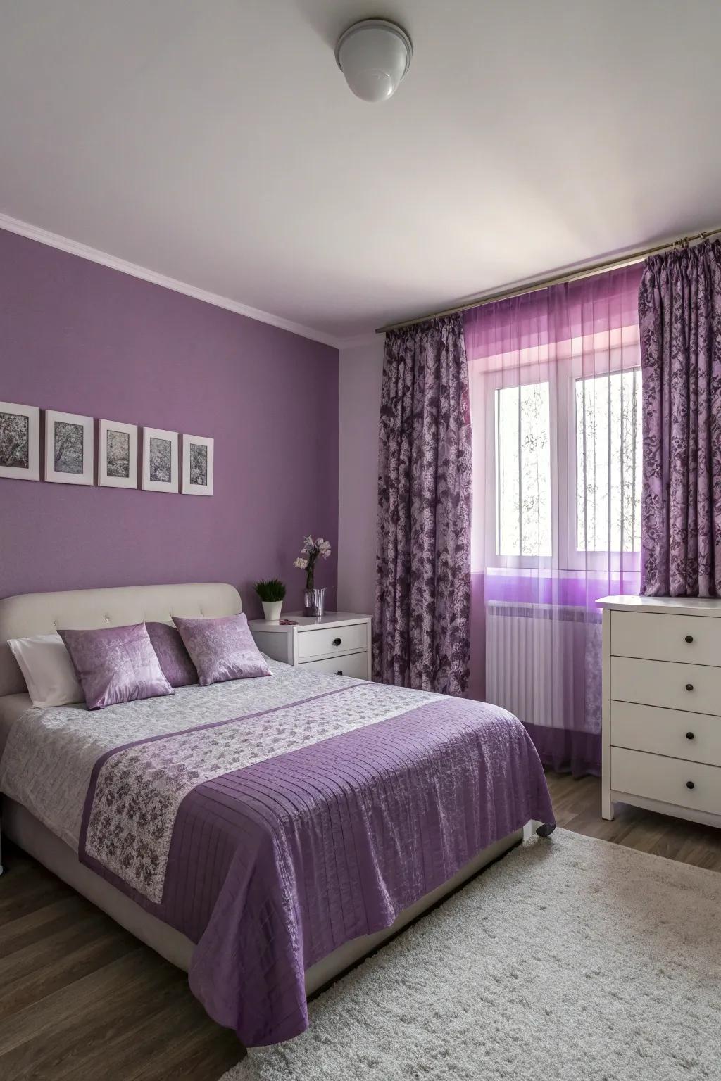 Achieve harmony through a single-hue violet palette.