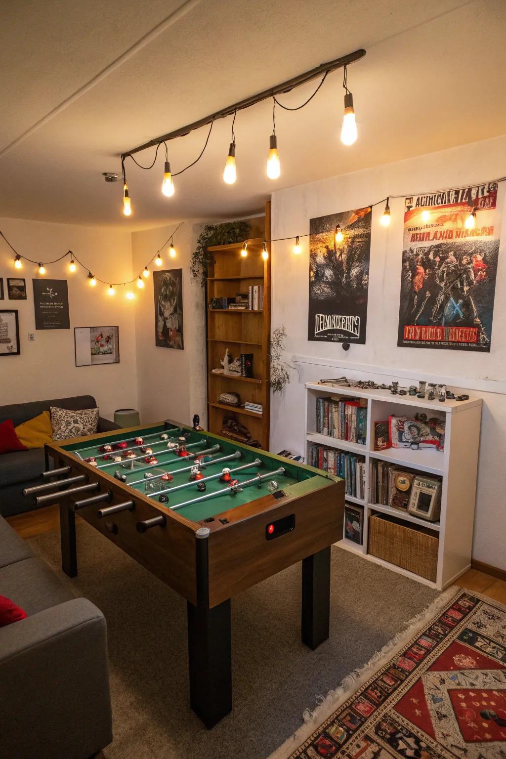 Gaming tables contribute an energetic dimension to every apartment game room.