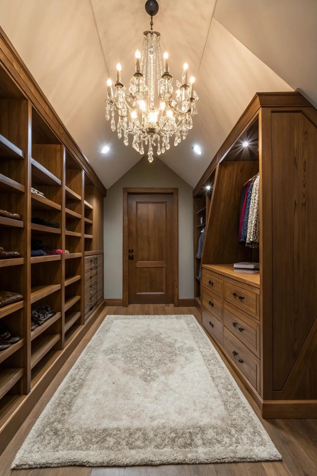 Elegant accents transform a closet into an opulent escape.