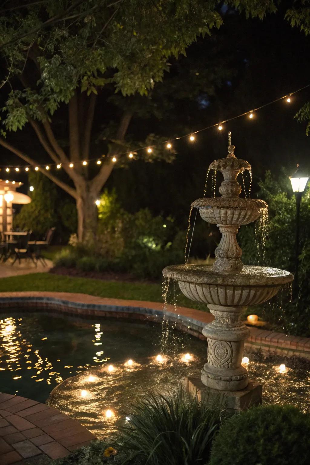 An illuminated cascade transmutes your garden into an otherworldly nocturnal getaway.