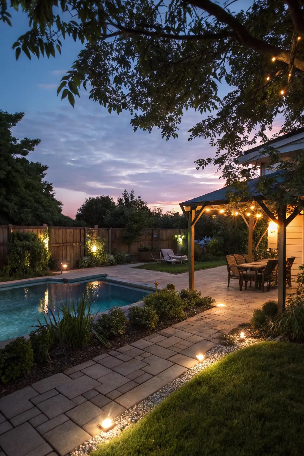 Create an enchanting evening atmosphere with solar lighting.