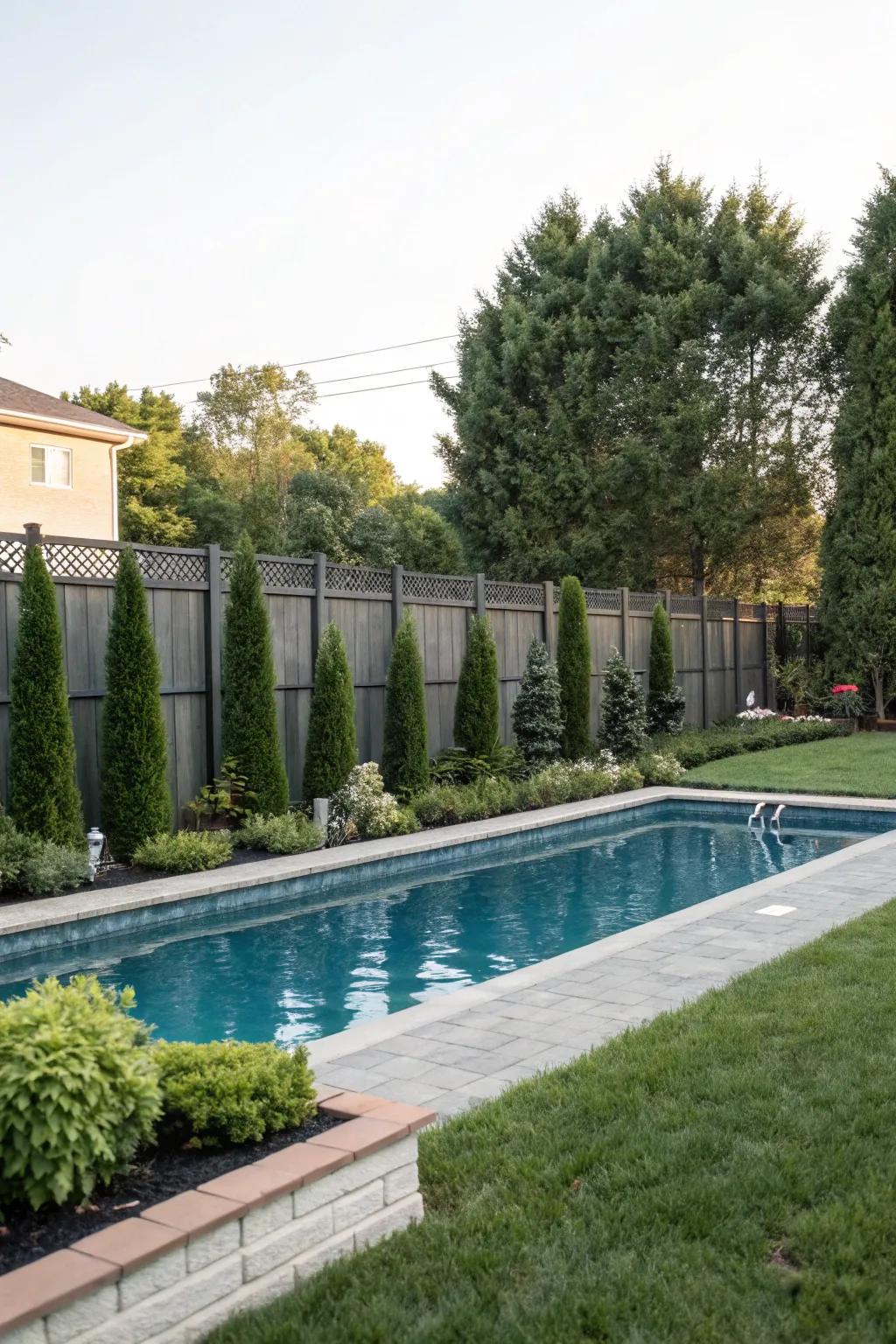 A secluded backyard pool hideaway.