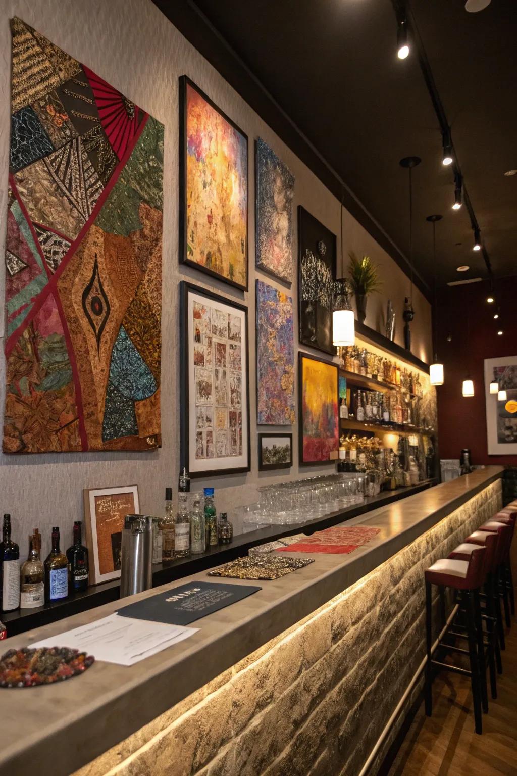 Mixed media art provides a contemporary spin on traditional decoration.
