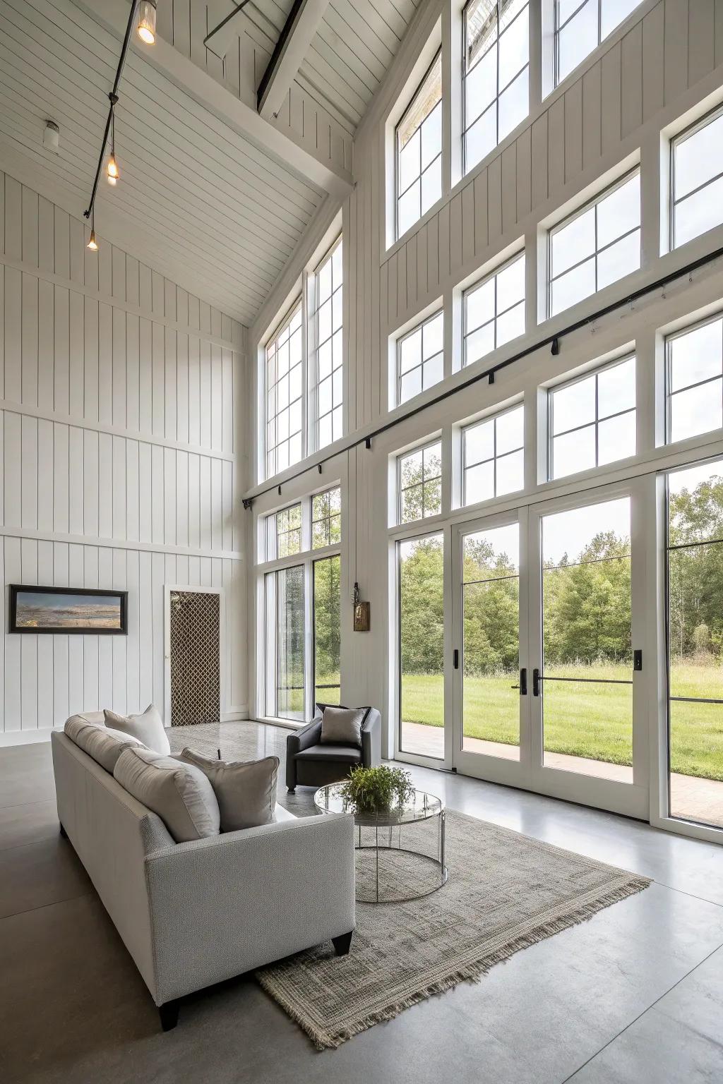 This barndominium achieves simple elegance through minimalist design.