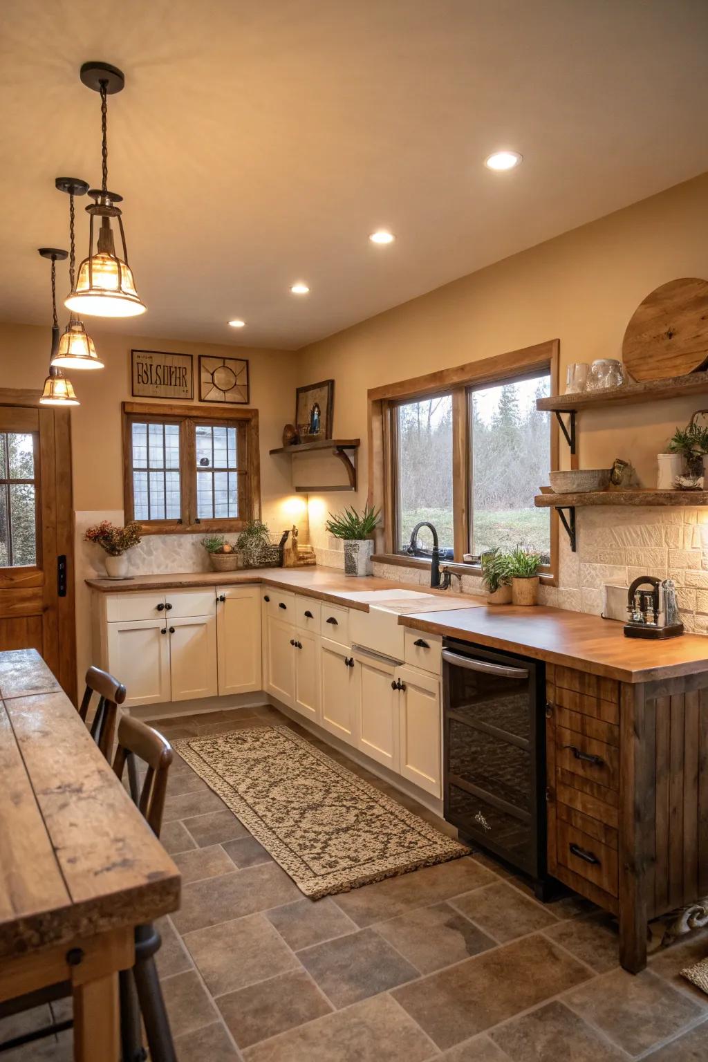 Neutral and earthy tones provide a calm and versatile setting.