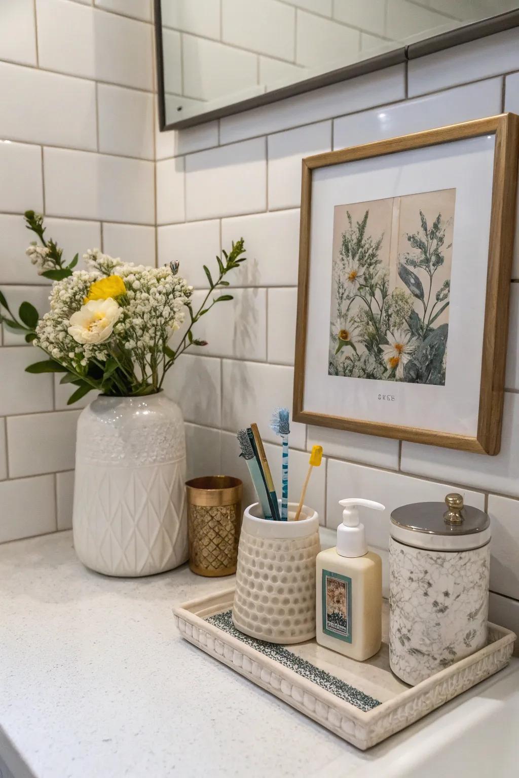Use art to tailor your bathroom to your taste.