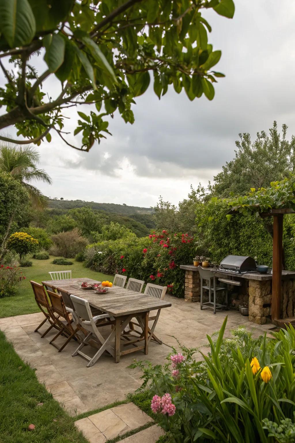 Revitalize your BBQ space with vibrant greenery.