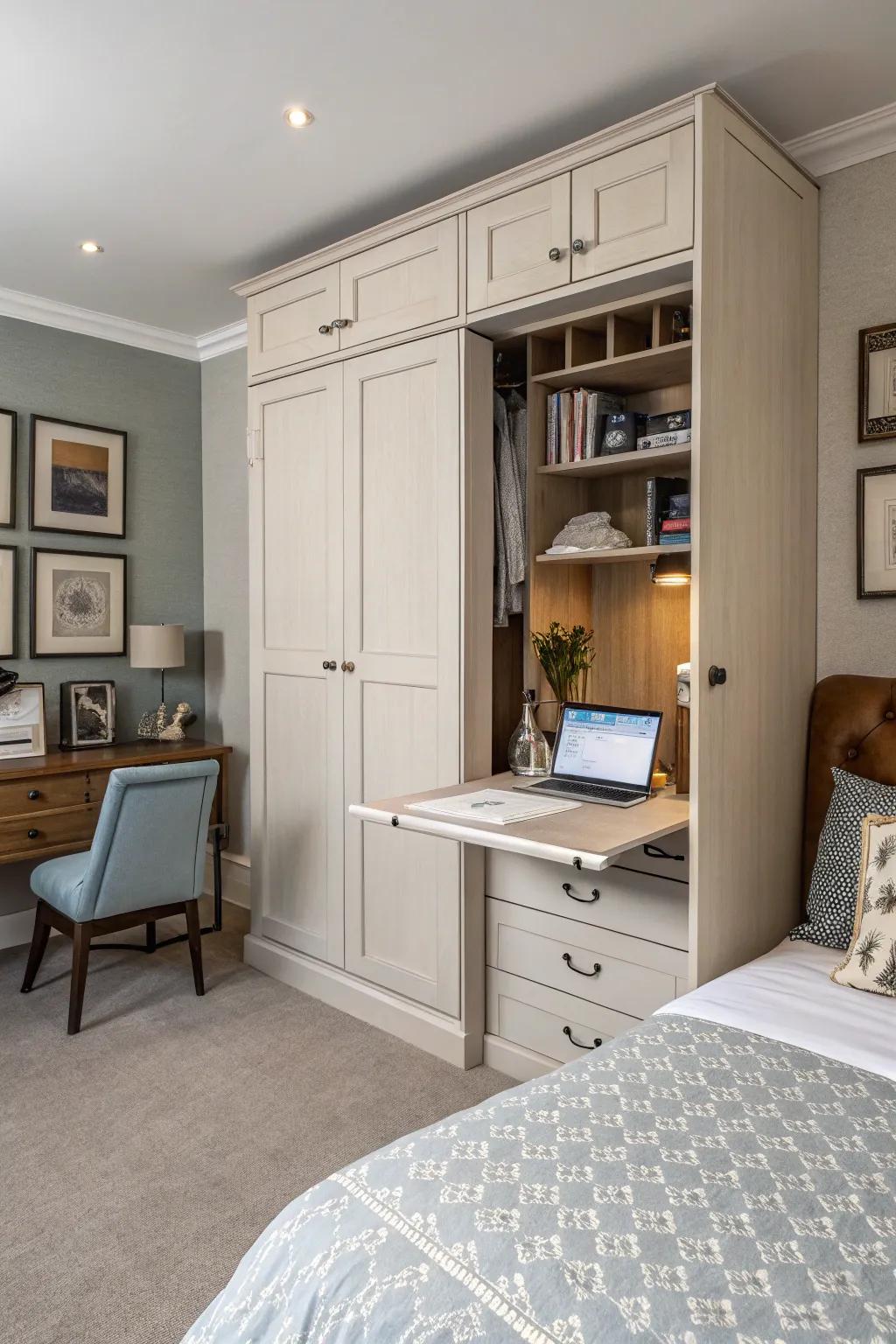 Maintain a low profile with a concealed desk.