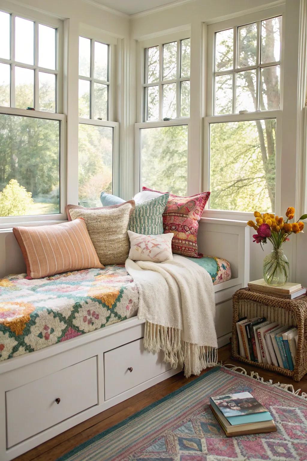 An adaptable bedroom nook with a daybed, perfect for lounging or accommodating visitors.